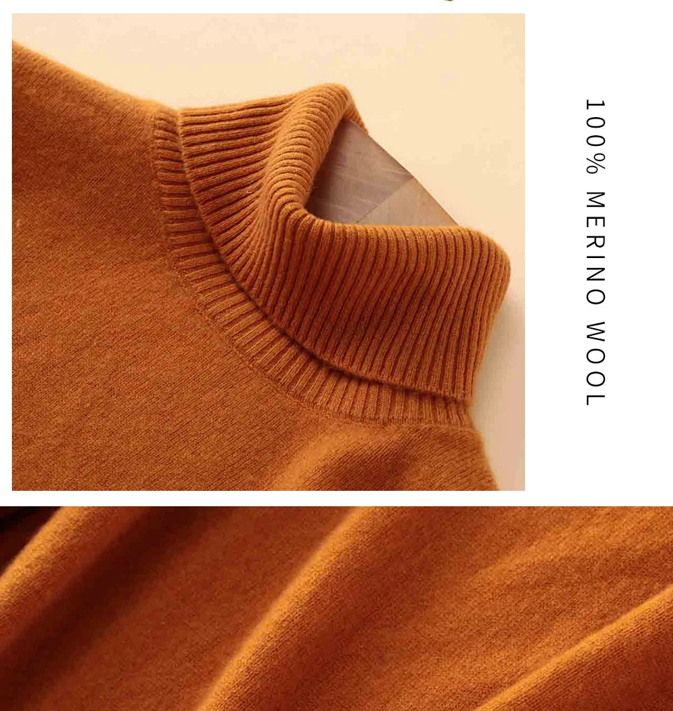 Knitwears Sweater Women Turtleneck Sweater 100% Pure Merino Wool Autumn Winter Warm Soft Knitted Pullover Female Jumper Tops y2k - reetell