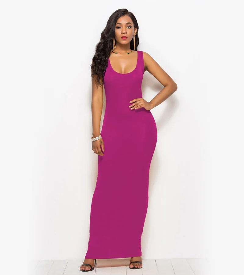 Sexy Summer Tank Women Dress 2023 Fashion Sleeveless Bodycon Evening Party Club Long Dresses Women Clothes Plus Size Femme Robe - reetell