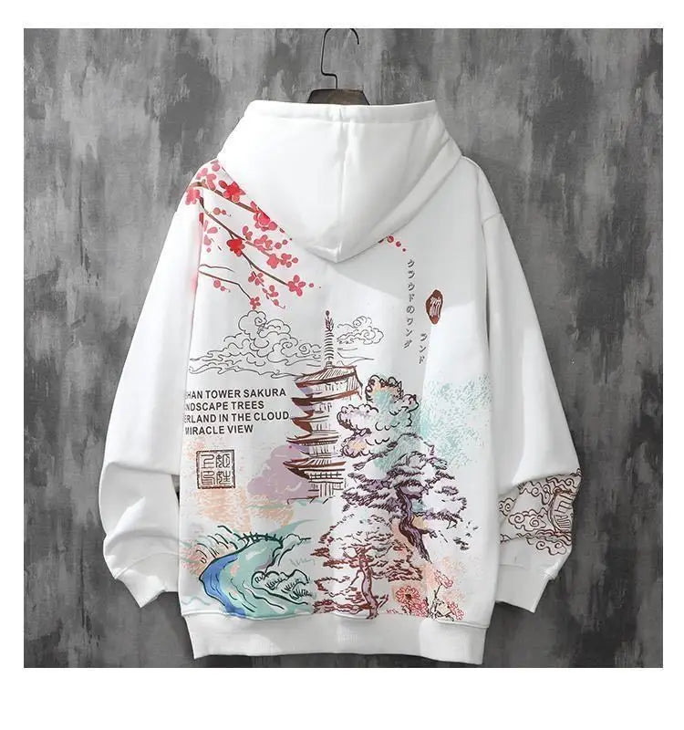 Deeptown Chinese Style Anime Print Hoodie Women Harajuku Oversize Sweatshirt Female Letter Winter Long Sleeve Pullover Tracksuit - reetell