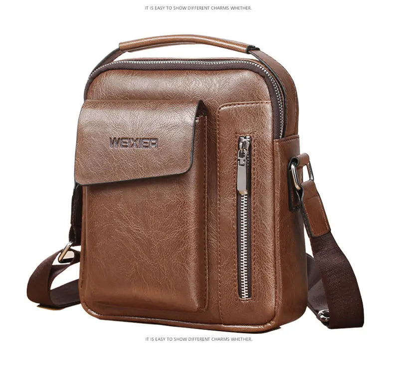 Casual Men Shoulder Bag Vintage Crossbody Bags Male Bag PU Leather Handbag Capacity Men Messenger Bags Tote Bag