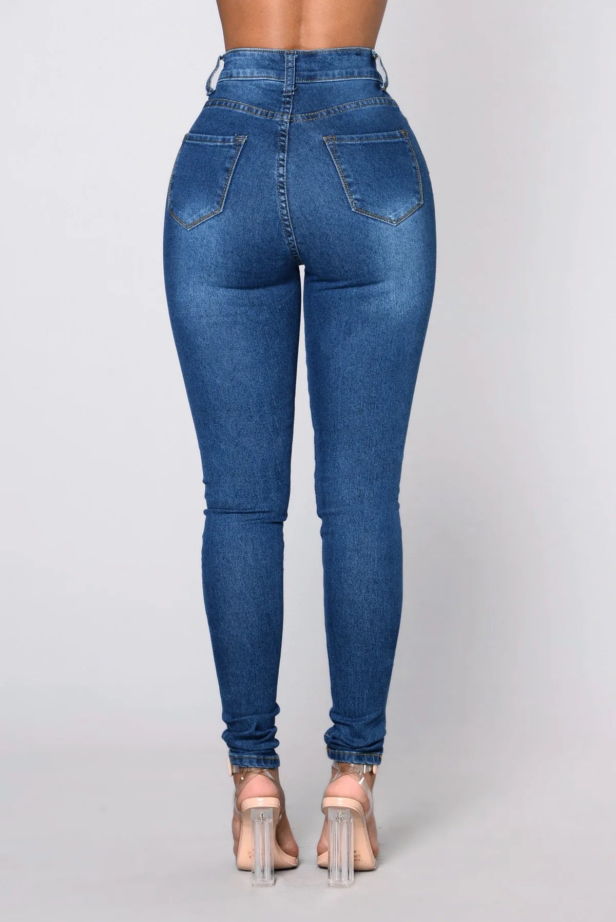 2022 Spring New Women's High Waist Slim Jeans Fashion High Stretch Hip Lift Denim Pencil Pants Casual Trousers S-2XL Drop Ship - reetell