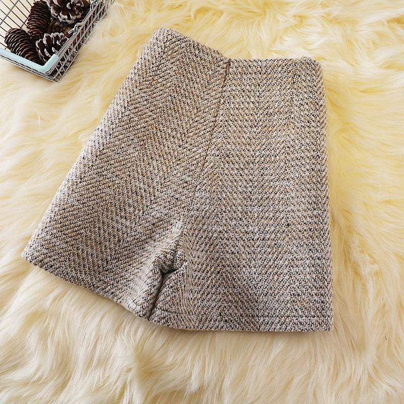 Woolen shorts, autumn and winter high waist, new fashion wide-leg pants, boots, trousers - reetell