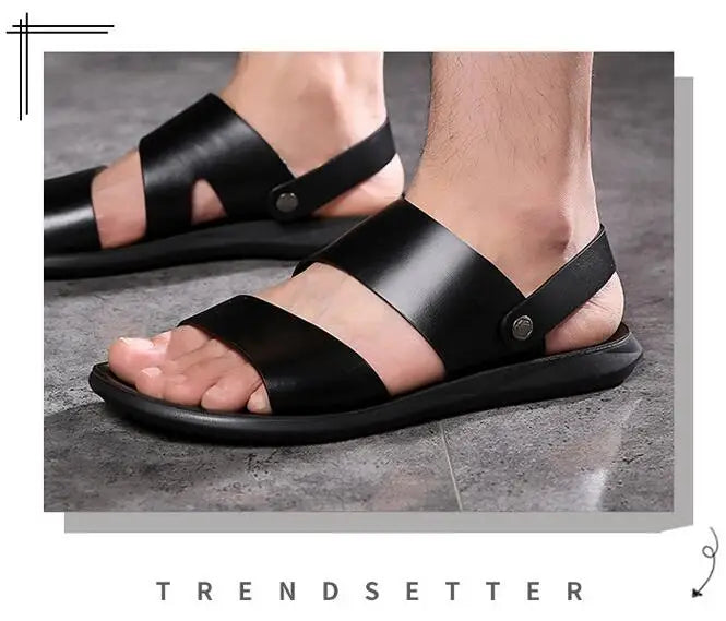 Brand New Shoes for Men Gladiator Genuine Leather Sandals Cow Leather Casual Slipper Man Cool Beach Shoes