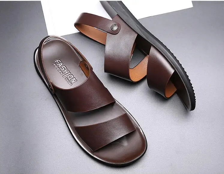 Brand New Shoes for Men Gladiator Genuine Leather Sandals Cow Leather Casual Slipper Man Cool Beach Shoes