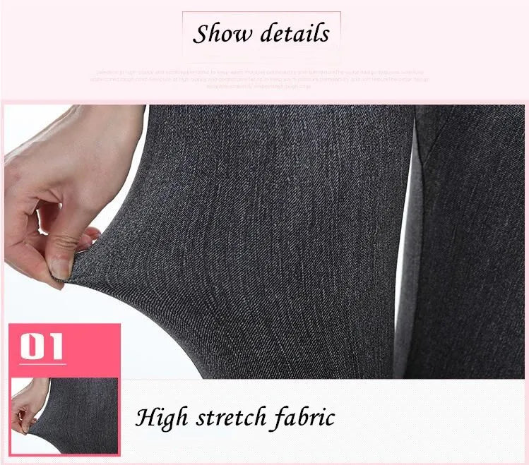 2023 Women's Spring and Summer Tight Imitation Jeans, Smart Slim Fashion, Large Tight Pants, False Pocket Women's Fitness Pants - reetell