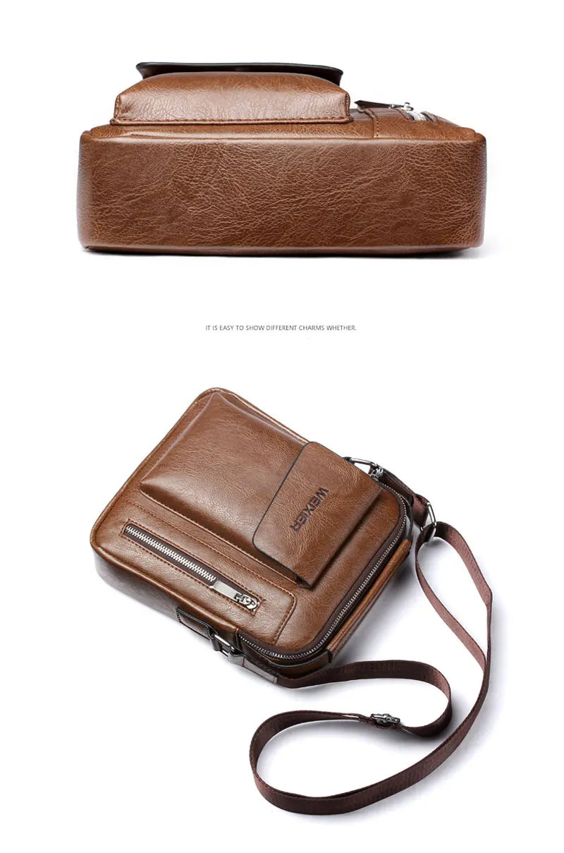 Casual Men Shoulder Bag Vintage Crossbody Bags Male Bag PU Leather Handbag Capacity Men Messenger Bags Tote Bag