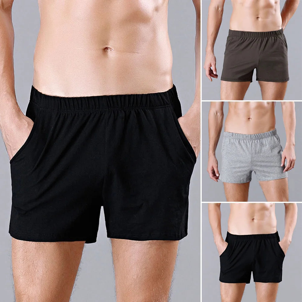 Mens Cotton Pajama Shorts Solid Casual Sleepwear Loose Shorts Summer Men Boxers Underwear Sleep Bottoms Male Sweat Pants A50 - reetell