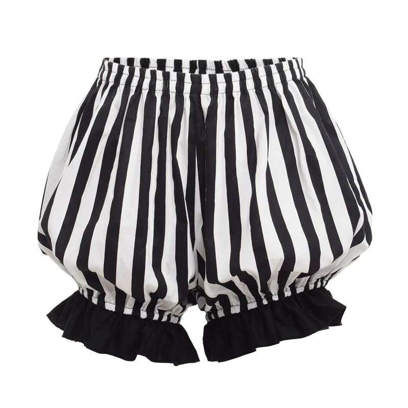 Lolita Bloomers Women Vintage Cosplay Bottoming Pumpkin Striped Short Shorts - reetell