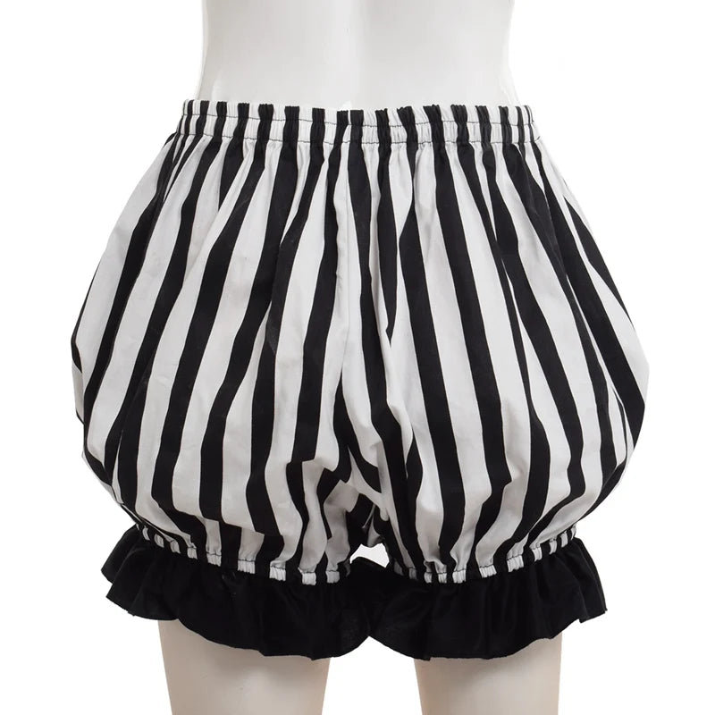 Lolita Bloomers Women Vintage Cosplay Bottoming Pumpkin Striped Short Shorts - reetell