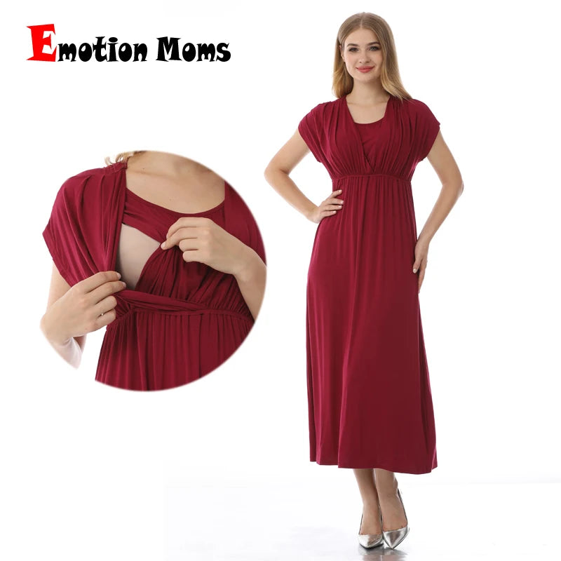 Emotion Moms Fashion Breastfeeding Dress Summer Maternity Clothes for Pregnant Women Postpartum Dresses Soft Fabric