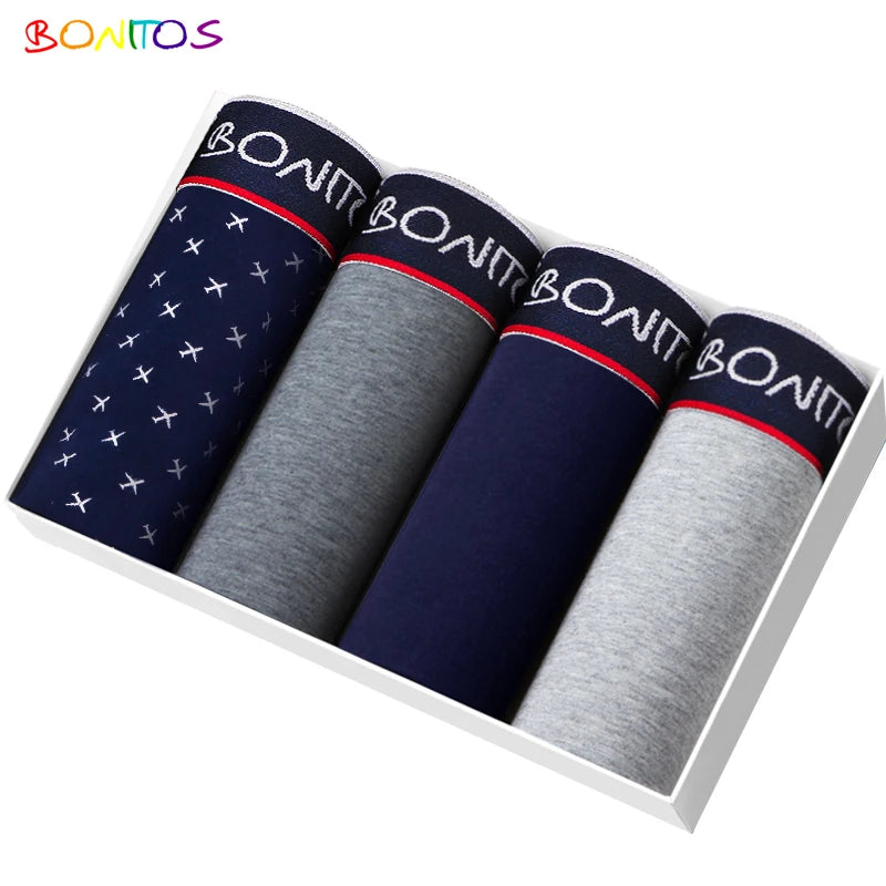 4pcs Boxer Shorts Men's Panties Homme Underpants Boxershorts Underwear for Man Cotton Male Couple Sexy Set Calecon Lot Soft Box - reetell