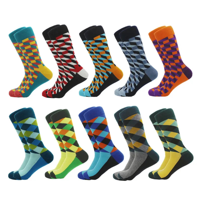 Classic Hot Sale Men Socks Funny Casual Business Dress Crew High Quality Socks Color Compression Happy Cotton Socks for Men