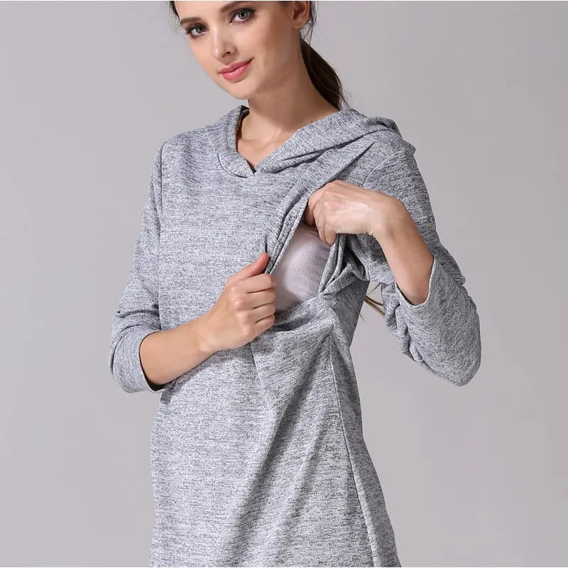 Emotion Moms Long Sleeve Pregnancy Maternity Clothes Nursing Clothing Breastfeeding Dresses for Pregnant Women Maternity Dress