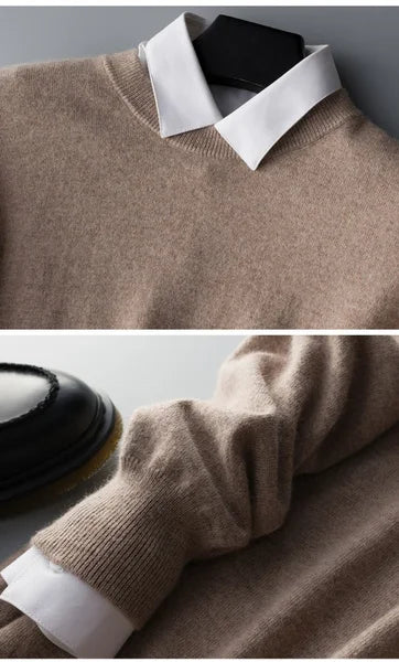 Men Cashmere Sweater Autumn Winter Soft Warm Jersey Jumper Robe Hombre Pull Homme Hiver Pullover V-Neck O-Neck Knitted Sweaters - reetell