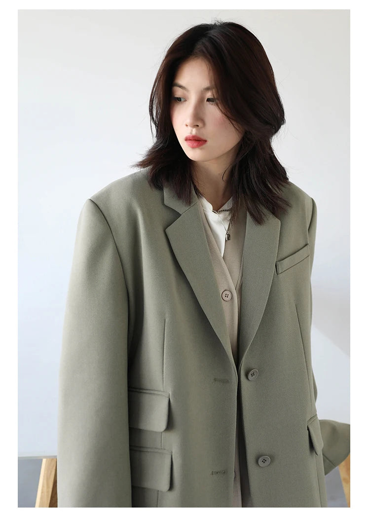 CHICVEN  Women Office Lady Blazer Cuff Embroidery Wide Shoulder Twill Suit Women's Autumn Ladies Outerwear  Stylish Tops - reetell