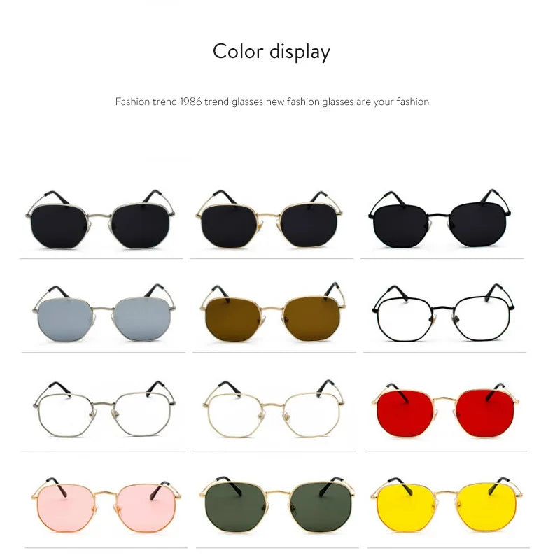 Men Sunglases Hexagon Sun glasses NEW Women Metal Frame Fishing Glasses Gold tea Eyewear lentes de sol hombre okulary UV400 - reetell