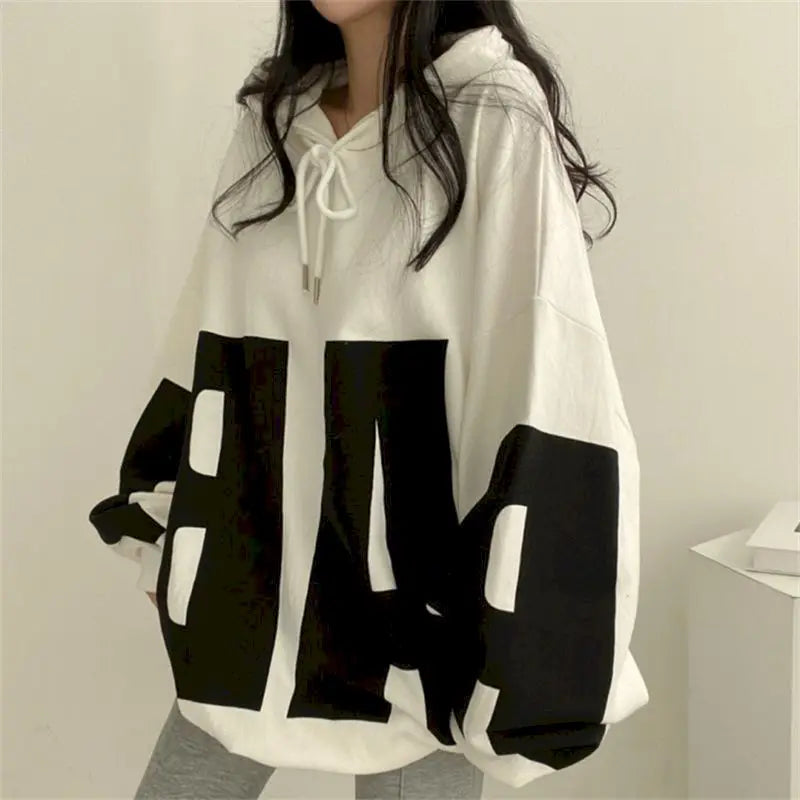 Fashion Letter Printing Hoodies Women 2024 Spring Autumn Thin Street Sports Loose Large Size Casual Hooded Pullover Womens Tops - reetell