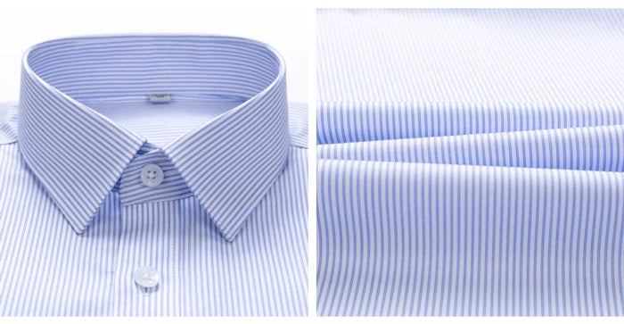 Men's Classic Striped Printed Wrinkle-Resistant Dress Shirts 100% Cotton Regular-Fit Formal Business Long-Sleeve Non-iron Shirt