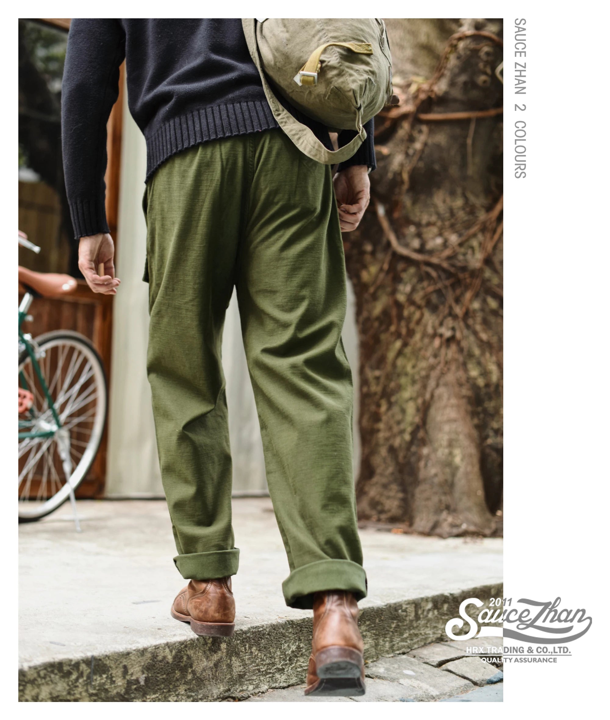 SauceZhan P37 British Army Pants OG107 Utility Fatigue Pants Classic Military Olive Sateen Baker pants Pants&Capris Cargo Pants - reetell