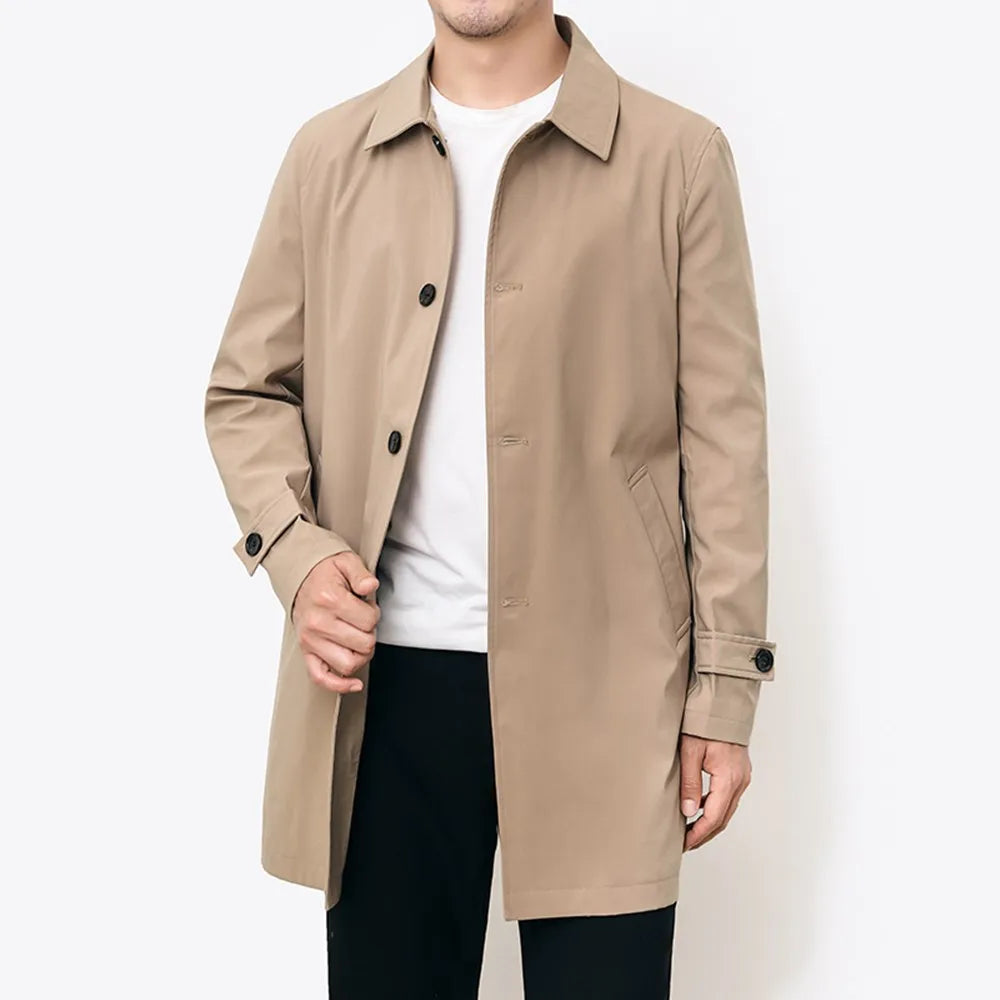 Spring Autumn Men Long Coat Windbreaker Casual Loose Design Solid Color Trench Men Fashion Korean Style Mens Jackets Outerwear - reetell