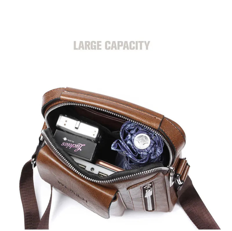 Casual Men Shoulder Bag Vintage Crossbody Bags Male Bag PU Leather Handbag Capacity Men Messenger Bags Tote Bag