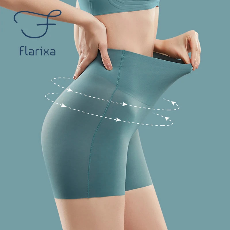 Flarixa Women's Seamless Shorts Safety Pants High Waist Large Size Ice Silk Boxer Panties Anti Friction Skirt Shorts - reetell