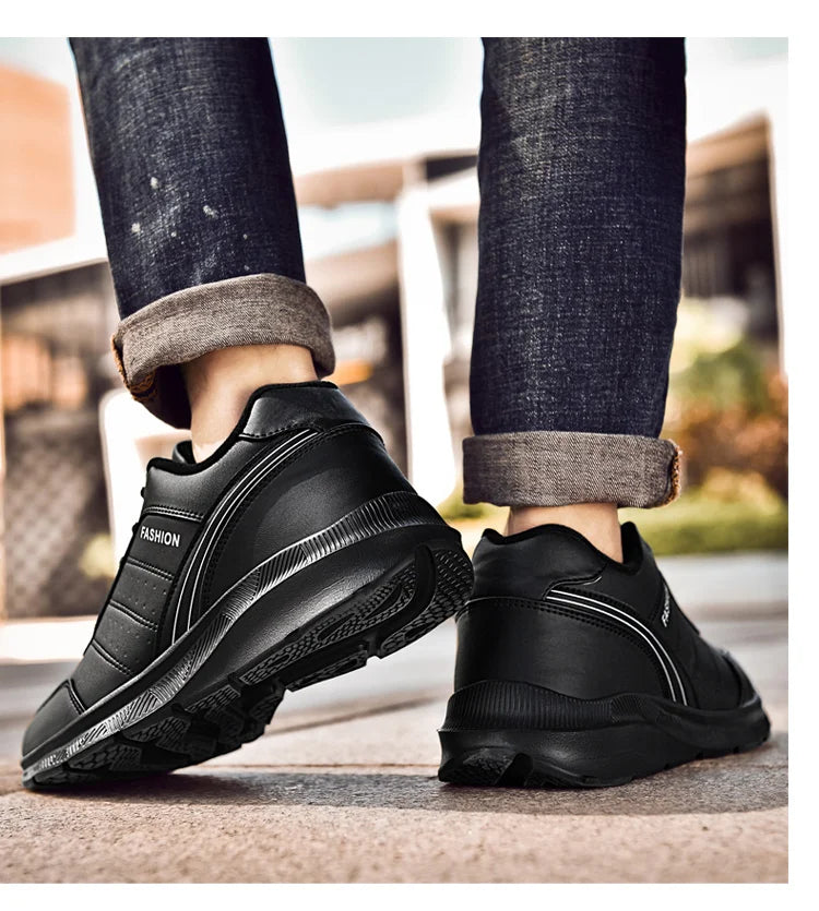 New 2024 Men Casual Shoes Leather Flat Shoes for Men Plush Warm Lightweight Movement Shoes Autumn winter Fashion men Sneakers - reetell