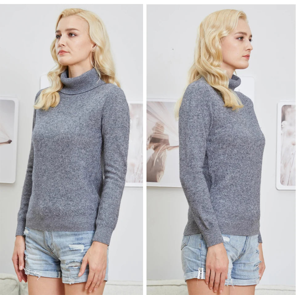 Knitwears Sweater Women Turtleneck Sweater 100% Pure Merino Wool Autumn Winter Warm Soft Knitted Pullover Female Jumper Tops y2k - reetell