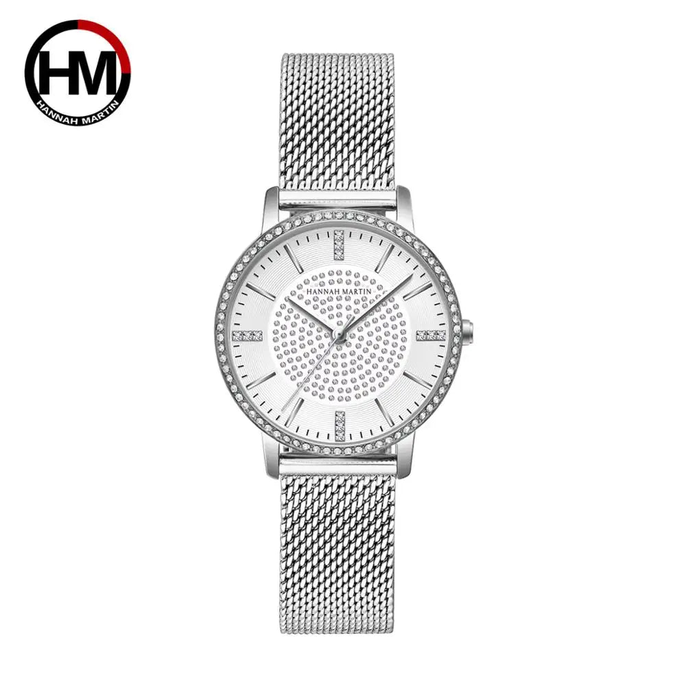 Hot Sale Full Solid Stainless Steel Strap Japan Movement Rose Gold Diamonds Women Rhinestones Wristwatches Female Quartz Watch