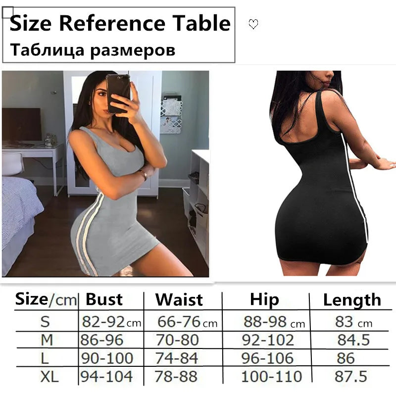 Bodycon Dresses Sexy Women Deep Low Neck Sleeveless Dress Fitness high waist Party Night Club Mini 2020 Vestidos - reetell