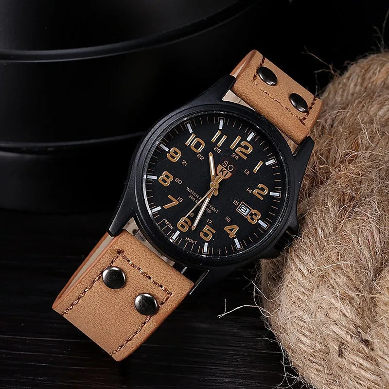 Casual Leather Strap Number Dial Quartz Wristwatch Fashion Men Watches for Man Simple Sport Style Male Clock relogio masculino