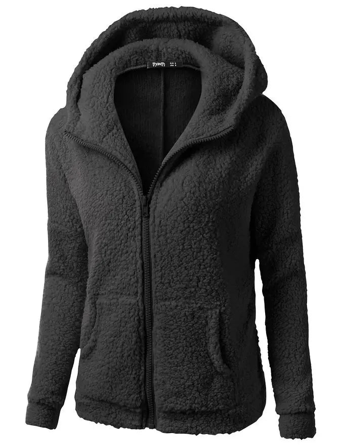 Autumn Winter Warm Jacket Women hoodie Hooded 2024 Casual Female Hoodies Sweatershirt Zipper Coat Solid Soft Fleece Women Coat - reetell