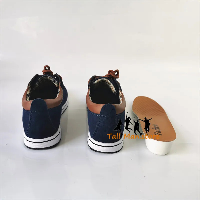 Men Shoes Elevator Sneakers Height Increase  Insole 6CM  Sport Black Blue Brown - reetell