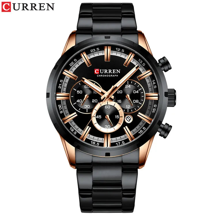 Curren Men's Watch Blue Dial Stainless Steel Band Date Mens Business Male Watches Waterproof Luxuries Men Wrist Watches for Men