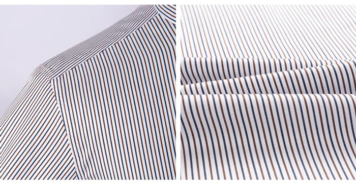 Men's Classic Striped Printed Wrinkle-Resistant Dress Shirts 100% Cotton Regular-Fit Formal Business Long-Sleeve Non-iron Shirt