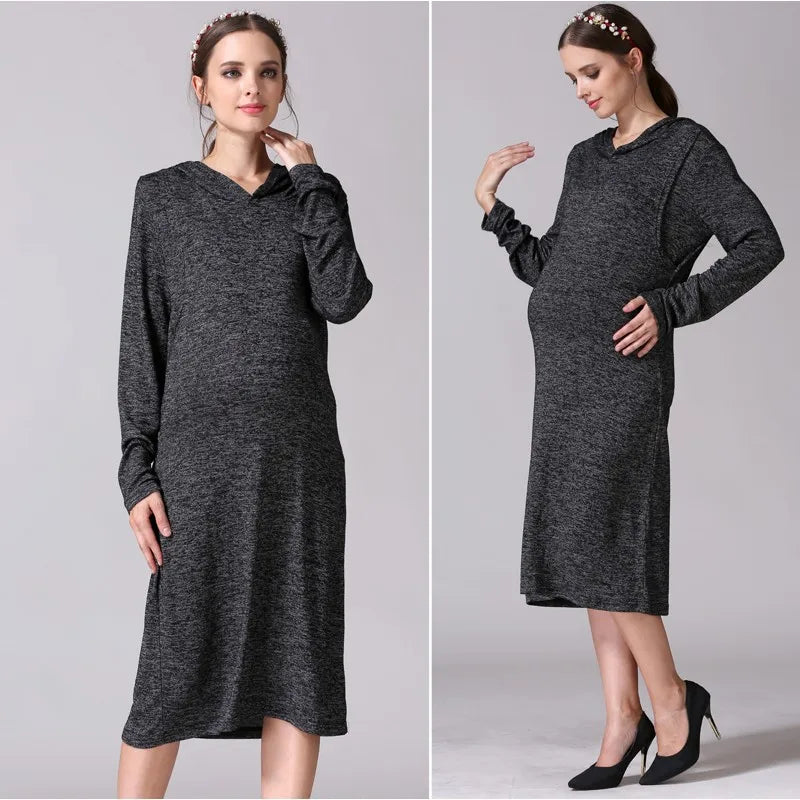 Emotion Moms Long Sleeve Pregnancy Maternity Clothes Nursing Clothing Breastfeeding Dresses for Pregnant Women Maternity Dress