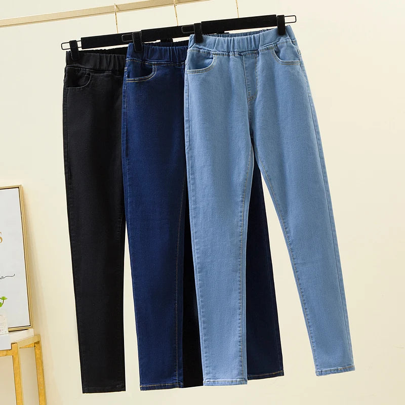 New Elastic waist Woman Vintage Boyfriend Jeans Slim Was Thin Clothes S-6XL Full Length Mom Denim Trousers Vaqueros Mujer - reetell