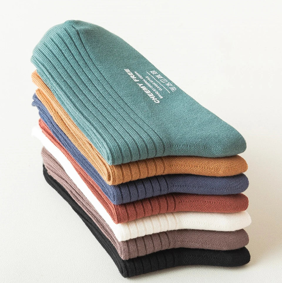 HSS 98% Pure Cotton Socks Men's Business Dress Long Socks Spring Winter Warm Male High Quality Happy Colorful Socks For Man Gift