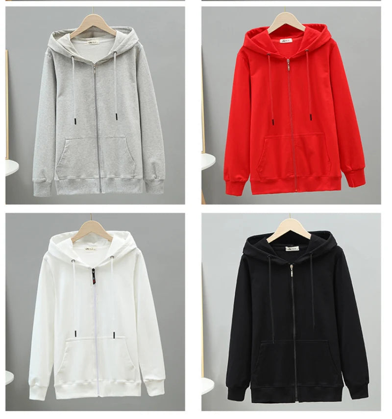 Korean Loose 5Xl Women Pure Cotton Hoodies Fashion Oversize Long Sleeve Solid Zipper Sweatshirt High Quality Autumn Tops - reetell