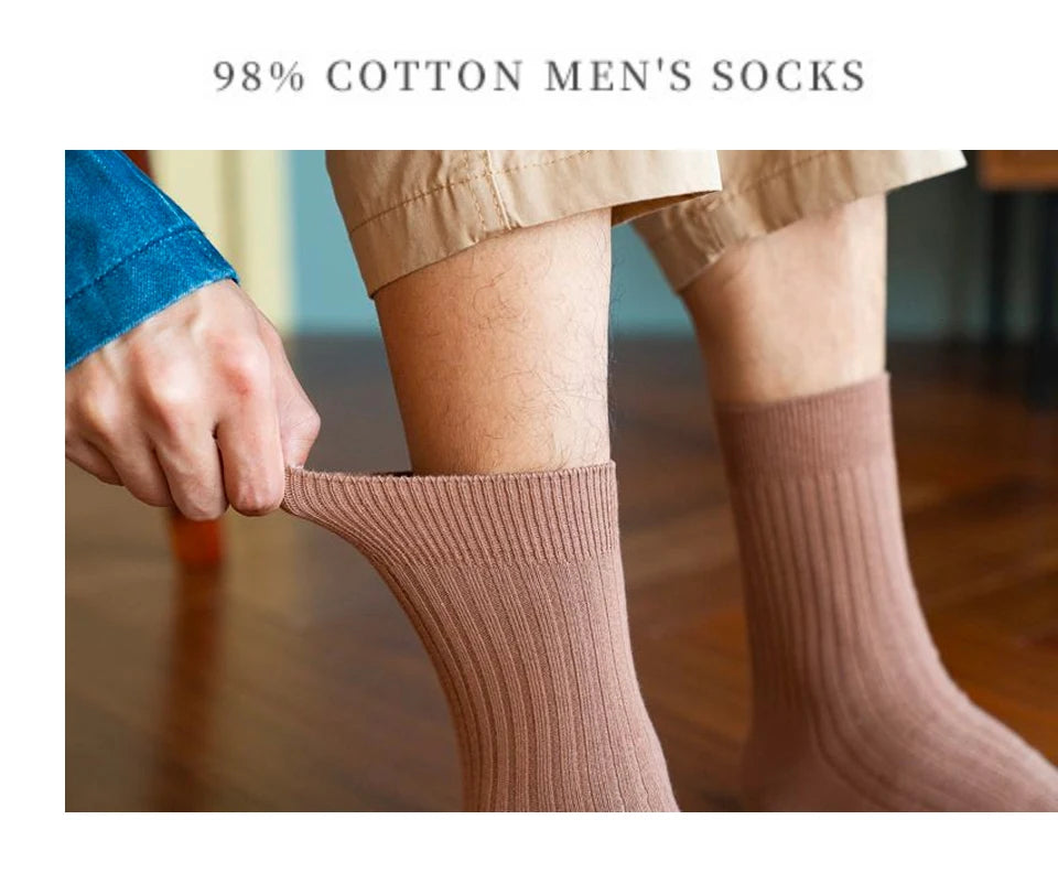 HSS 98% Pure Cotton Socks Men's Business Dress Long Socks Spring Winter Warm Male High Quality Happy Colorful Socks For Man Gift