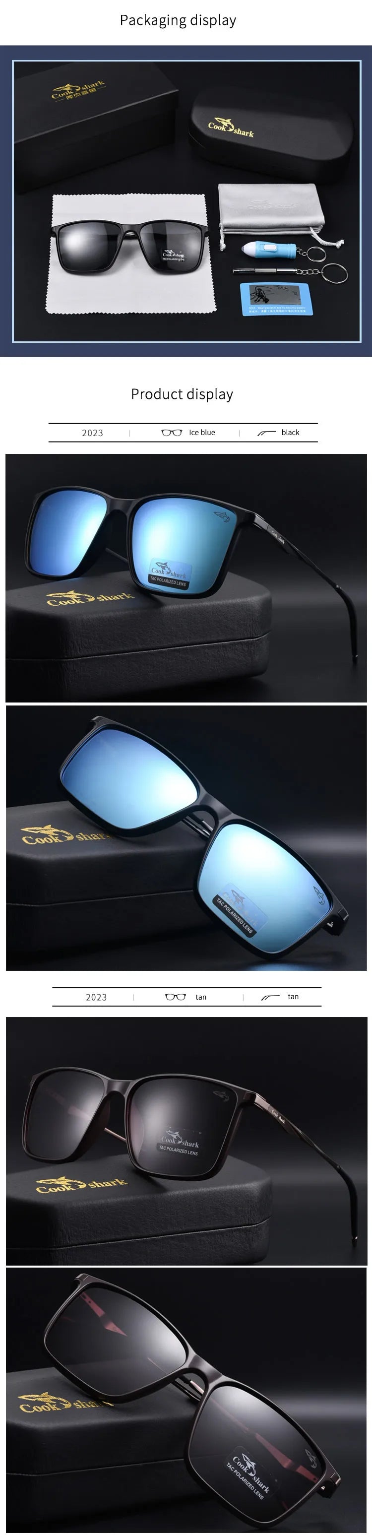 Cook Shark polarized sunglasses men's sunglasses women's UV protection driving special color-changing glasses trend personality - reetell