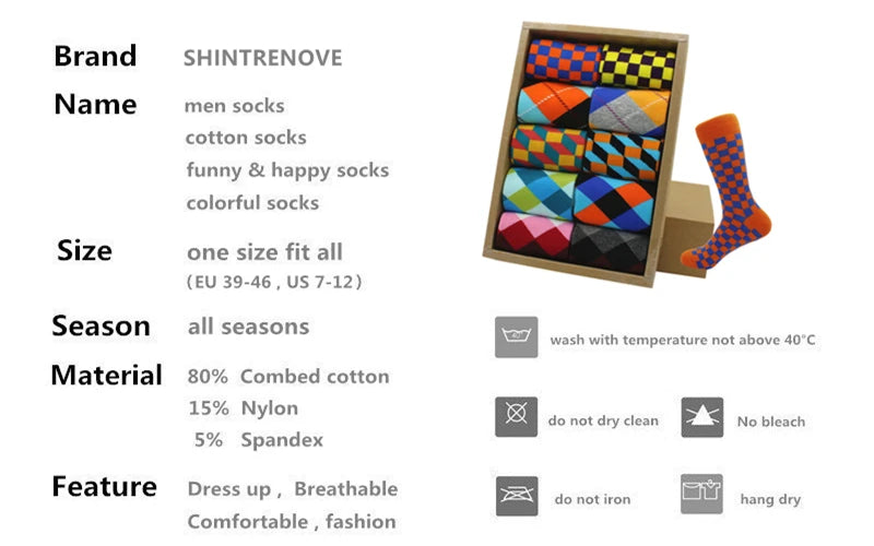 Classic Hot Sale Men Socks Funny Casual Business Dress Crew High Quality Socks Color Compression Happy Cotton Socks for Men