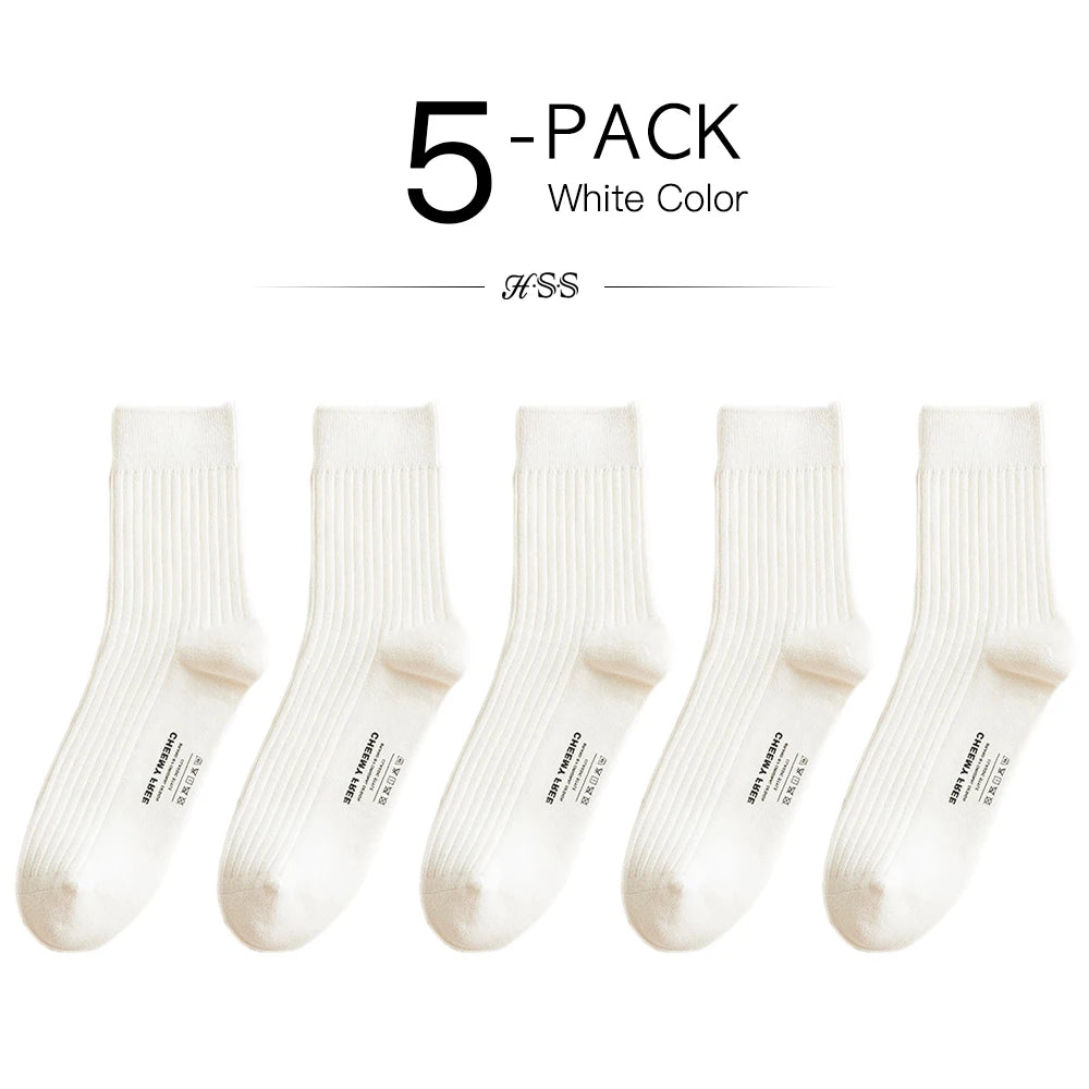 HSS 98% Pure Cotton Socks Men's Business Dress Long Socks Spring Winter Warm Male High Quality Happy Colorful Socks For Man Gift