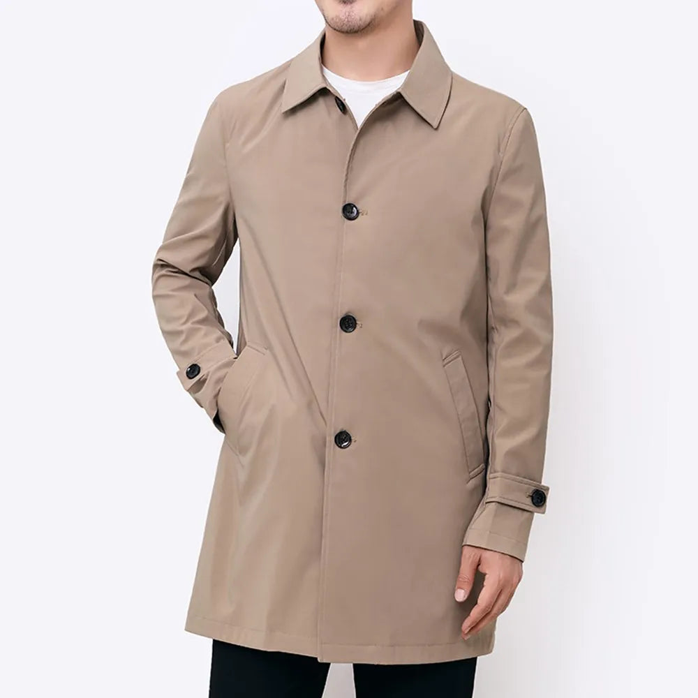 Spring Autumn Men Long Coat Windbreaker Casual Loose Design Solid Color Trench Men Fashion Korean Style Mens Jackets Outerwear - reetell