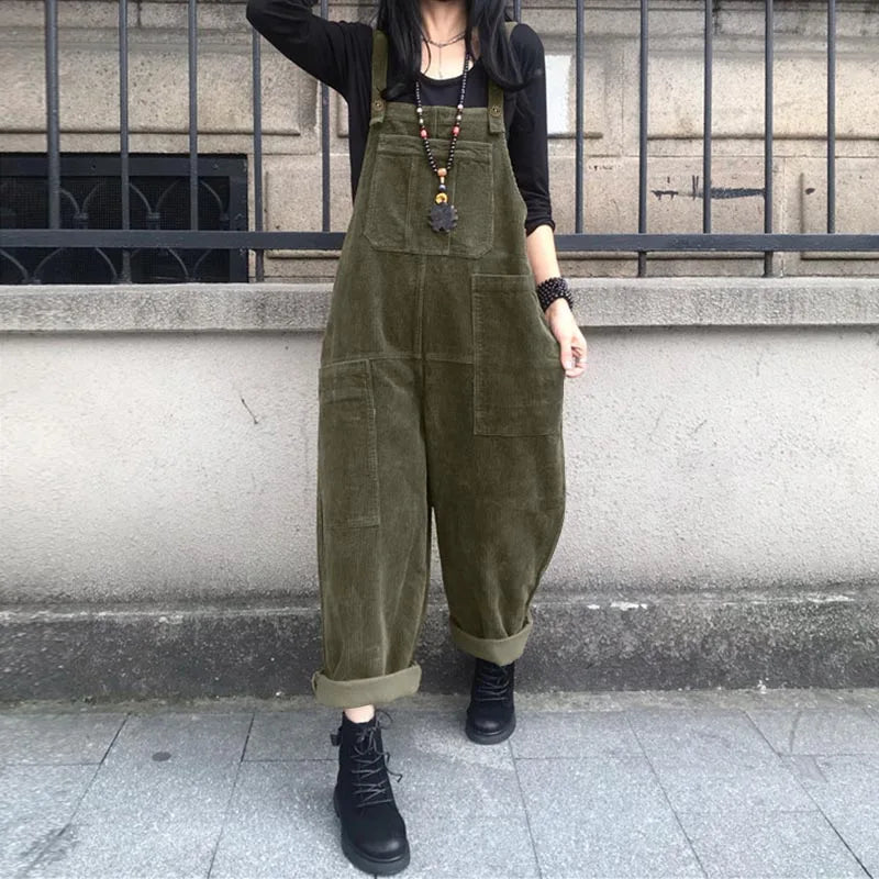 Kaftan Corduroy Overalls Women's Spring Jumpsuits ZANZEA 2023 Casual Suspender Harem Pants Female Solid Rompers Femme Oversize