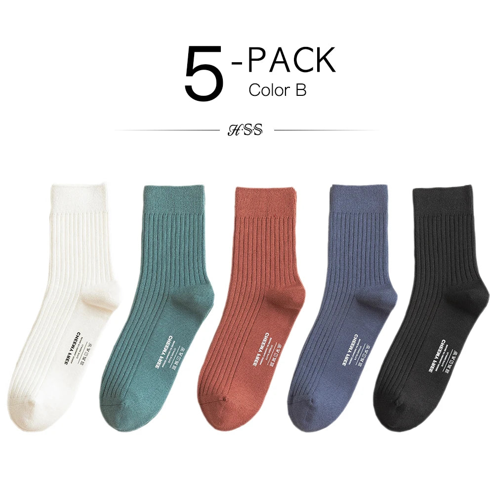 HSS 98% Pure Cotton Socks Men's Business Dress Long Socks Spring Winter Warm Male High Quality Happy Colorful Socks For Man Gift