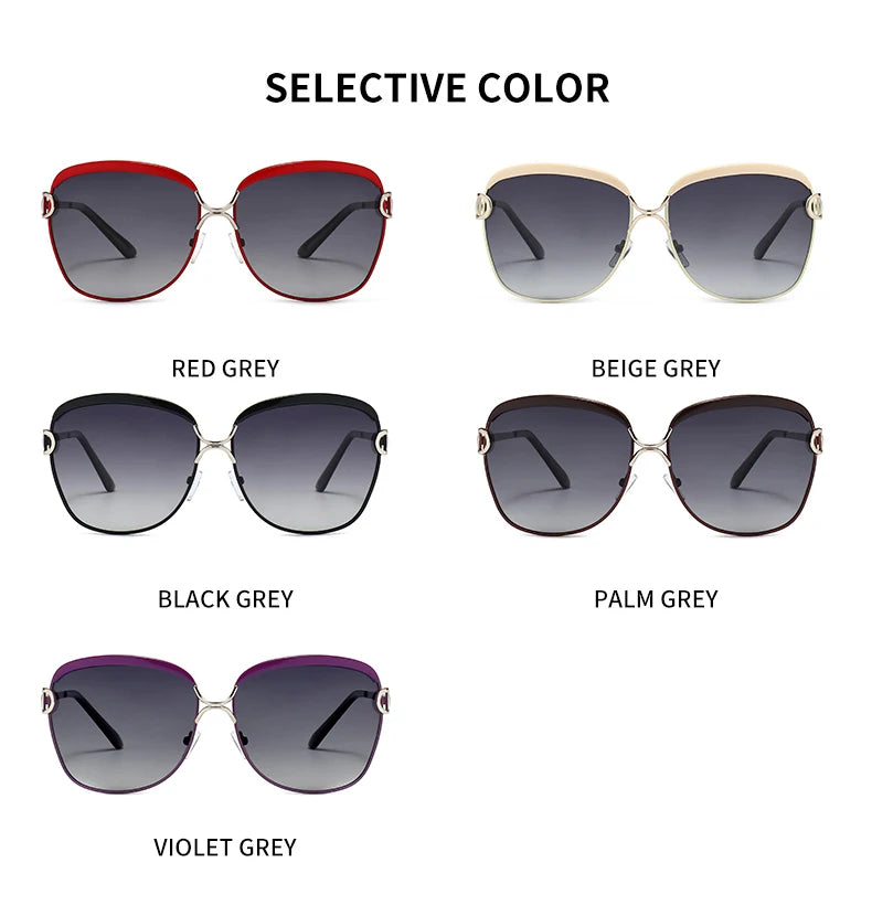 GCV Polarized Ladies Sunglasses Women Gradient Lens Round Sun Glasses Square Luxury Brand Oculos Lunette De Soleil Femme - reetell