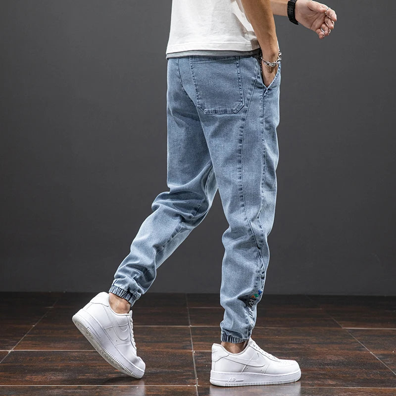 Spring Summer Black Blue Cargo Jeans Men Streetwear Denim Jogger Pants Men Baggy Harem Jean Trousers Plus Size 6XL 7XL 8XL - reetell