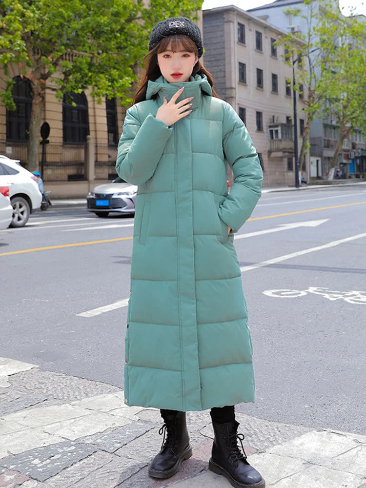 KBAT 2024 Thick Down Parka Women Hooded Winter Warm Coat Korea Long Down Jacket Female Puffer Cotton Padded Jacket Snow Outwear