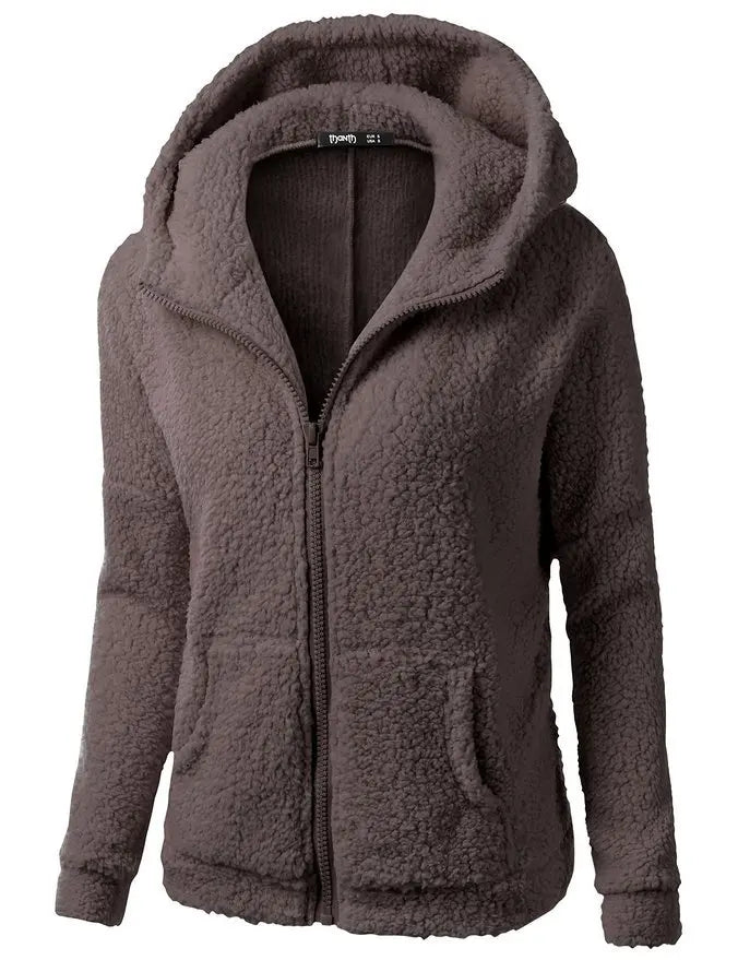 Autumn Winter Warm Jacket Women hoodie Hooded 2024 Casual Female Hoodies Sweatershirt Zipper Coat Solid Soft Fleece Women Coat - reetell